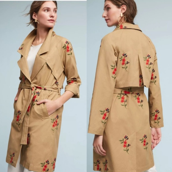 Anthropologie Jackets & Blazers - NWT CARTONNIER Embroidered Floral Trench